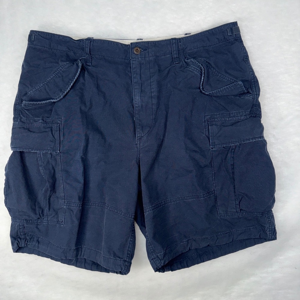 Polo Ralph Lauren Cargo Shorts Mens 38 Navy Blue Good Surplus Fit Military Style